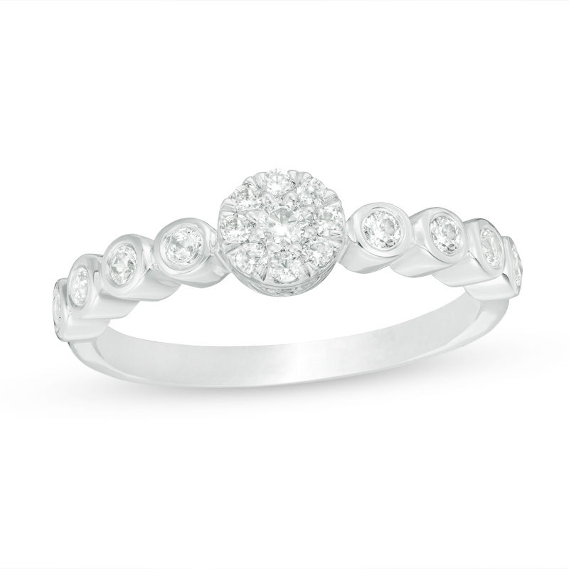 0.29 CT. T.W. Diamond Frame Engagement Ring in 10K White Gold|Peoples Jewellers
