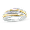 Thumbnail Image 0 of Men's 0.04 CT. T.W. Diamond Nine Stone Slant Wedding Band in 10K Two-Tone Gold