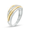 Thumbnail Image 1 of Men's 0.04 CT. T.W. Diamond Nine Stone Slant Wedding Band in 10K Two-Tone Gold