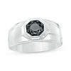 Thumbnail Image 1 of Men's 0.69 CT. Black Diamond Octagon Frame Signet Ring in Sterling Silver