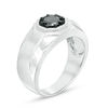 Thumbnail Image 2 of Men's 0.69 CT. Black Diamond Octagon Frame Signet Ring in Sterling Silver