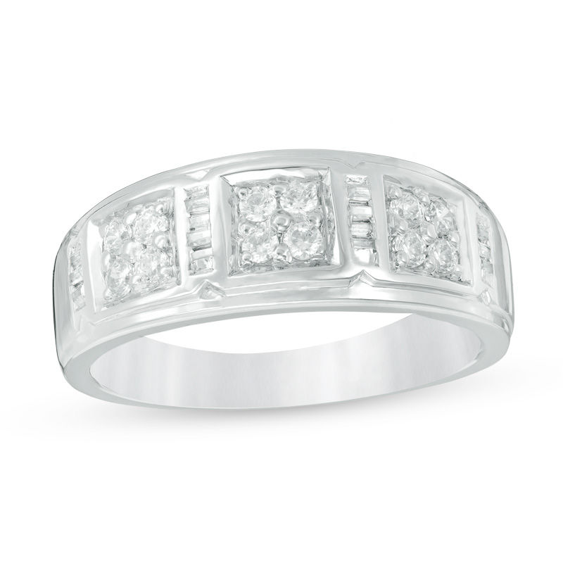 Men's 0.37 CT. T.W. Composite Diamond Three Stone Band in 10K White Gold