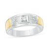 Thumbnail Image 0 of Men's 0.145 CT. T.W. Composite Diamond Three Stone Band in 10K Two-Tone Gold