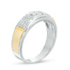 Thumbnail Image 1 of Men's 0.145 CT. T.W. Composite Diamond Three Stone Band in 10K Two-Tone Gold