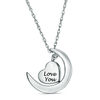 0.067 CT. T.W. Diamond Crescent Moon and Heart Dangle "Love" Message Pendant in Sterling Silver and 10K Gold