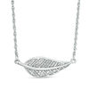 Thumbnail Image 1 of 0.04 CT. T.W. Diamond Feather "Be Free" Message Necklace in Sterling Silver - 17"