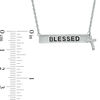 Diamond Accent "BLESSED" Bar and Cross Charm Necklace in Sterling Silver - 17"