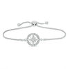 Thumbnail Image 0 of 0.04 CT. T.W. Diamond Compass "Home" Message Bolo Bracelet in Sterling Silver - 9.5"