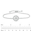 Thumbnail Image 2 of 0.04 CT. T.W. Diamond Compass "Home" Message Bolo Bracelet in Sterling Silver - 9.5"