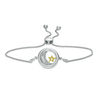 Thumbnail Image 1 of Diamond Accent Moon and Star "Love" Message Bolo Bracelet in Sterling Silver and 10K Gold - 9.5"