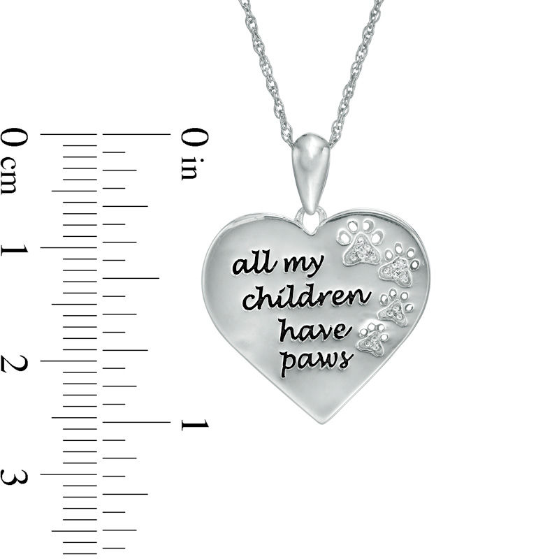 Diamond Accent Heart "Paws" Message Pendant in Sterling Silver