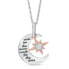 Thumbnail Image 2 of Diamond Accent Crescent Moon and Star Pendant in Sterling Silver and 10K Rose Gold