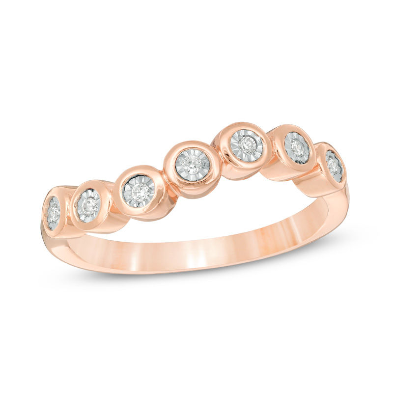 0.04 CT. T.W. Diamond Wave Band in 10K Rose Gold|Peoples Jewellers