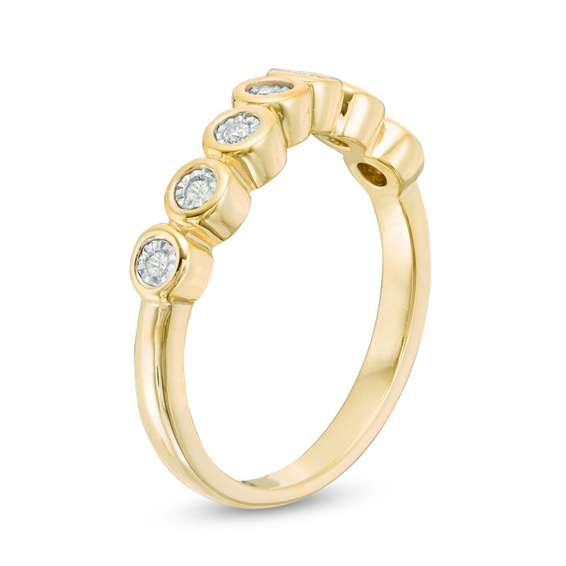 Main Image 2 of 0.04 CT. T.W. Diamond Wave Band in 10K Gold