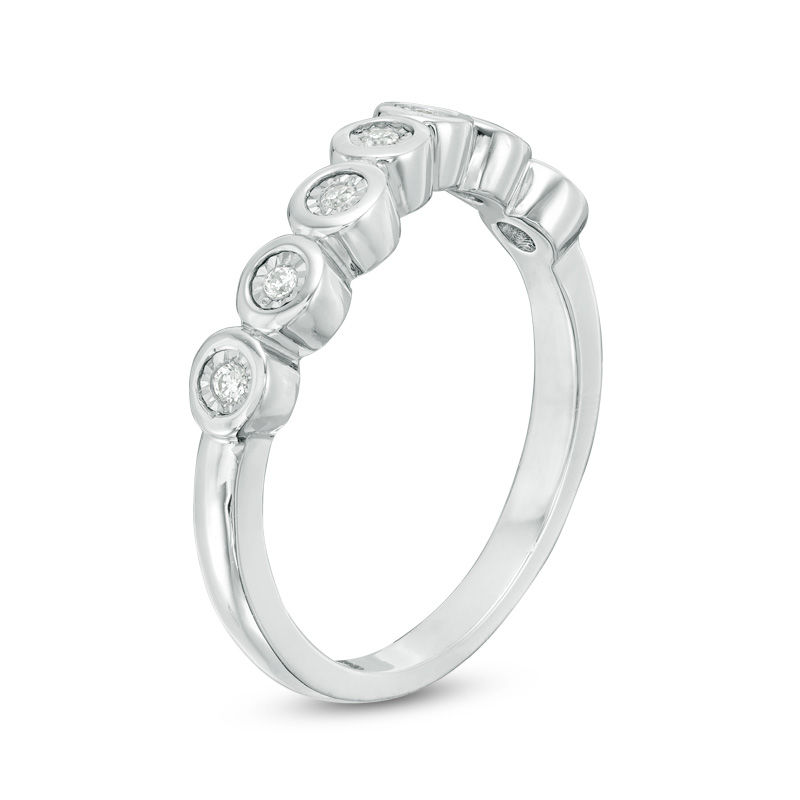 Main Image 2 of 0.04 CT. T.W. Diamond Wave Band in 10K White Gold