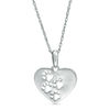 Dog Paw Print Heart Pendant in Sterling Silver