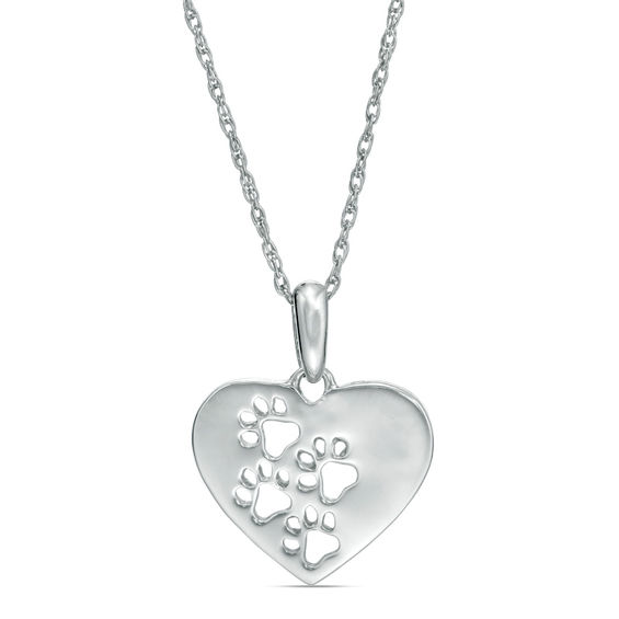 Dog Paw Print Heart Pendant in Sterling Silver | Peoples Jewellers