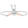 Thumbnail Image 2 of 1/15 CT. T.W. Diamond Double Heart with Wings Bolo Bracelet in Sterling Silver and 10K Rose Gold (1 Line) - 9.5"