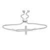 Thumbnail Image 1 of 1/10 CT. T.W. Diamond Sideways Cross Bolo Bracelet in Sterling Silver (1 Line) - 9.5"