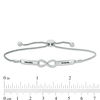 Thumbnail Image 1 of Couple's 1/15 CT. T.W. Diamond Infinity Bolo Bracelet in Sterling Silver (2 Names) - 9.5"