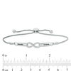 Thumbnail Image 2 of Couple's 1/15 CT. T.W. Diamond Infinity Bolo Bracelet in Sterling Silver (2 Names) - 9.5"