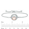 Thumbnail Image 2 of 1/15 CT. T.W. Diamond Open Circle with Paw Print Bolo Bracelet in Sterling Silver and 10K Rose Gold (1 Line) - 9.5"