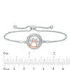 Thumbnail Image 3 of 1/15 CT. T.W. Diamond Open Circle with Paw Print Bolo Bracelet in Sterling Silver and 10K Rose Gold (1 Line) - 9.5"