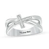 Thumbnail Image 0 of 1/20 CT. T.W. Diamond Sideways Cross Crossover Shank Ring in Sterling Silver (1 Line)