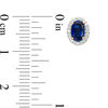 Thumbnail Image 3 of Oval Lab-Created Blue Sapphire and 0.14 CT. T.W. Diamond Frame Stud Earrings in 10K White, Yellow or Rose Gold