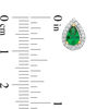 Thumbnail Image 3 of Pear-Shaped Lab-Created Emerald and 0.148 CT. T.W. Diamond Frame Stud Earrings in 10K White, Yellow or Rose Gold