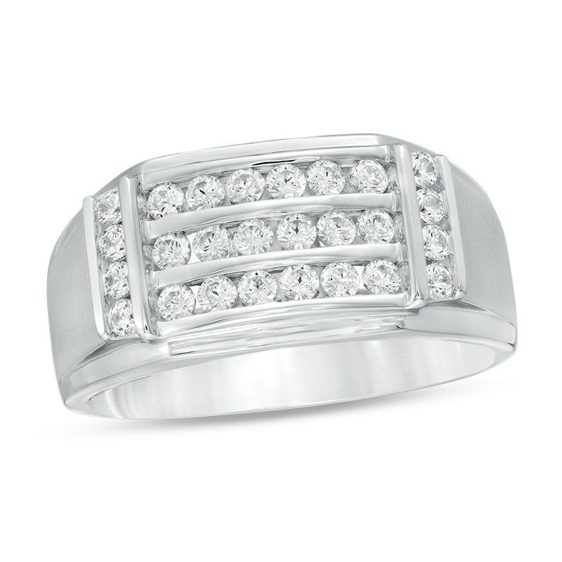 Main Image 1 of 0.75 CT. T.W. Diamond Triple Row Collar Ring in 10K White Gold