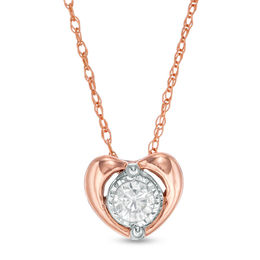 0.10 CT. Diamond Solitaire Heart Pendant in 10K Rose Gold