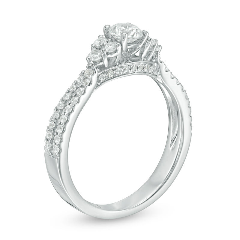 Main Image 2 of 0.70 CT. T.W. Diamond Tri-Sides Engagement Ring in 14K White Gold