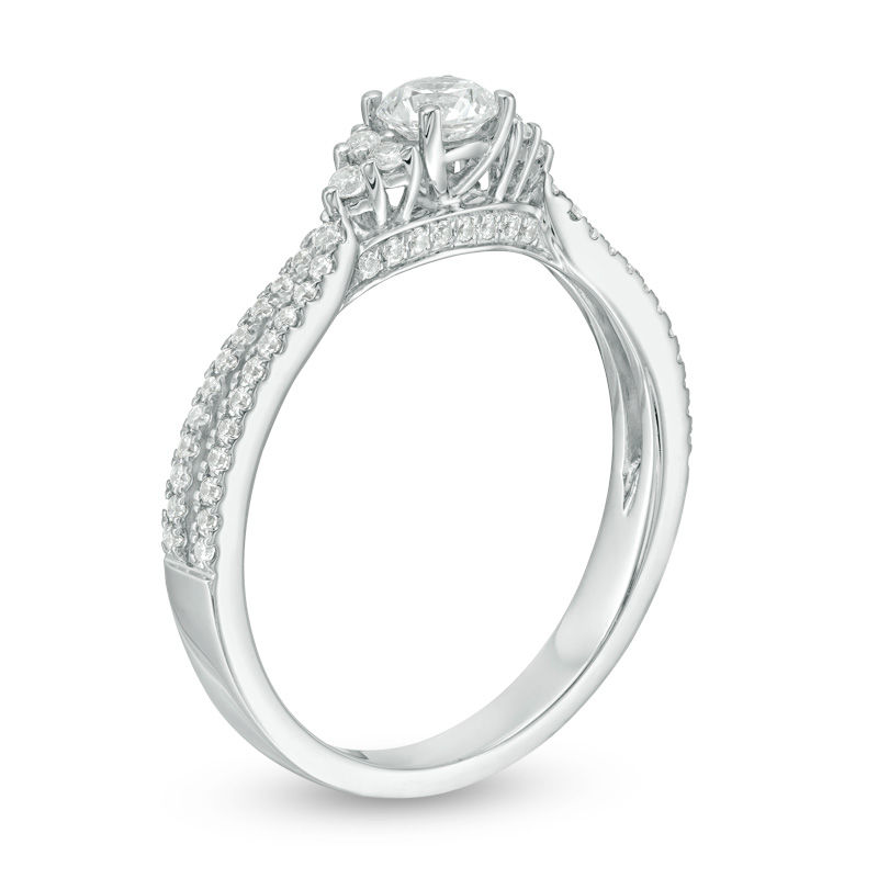 Main Image 2 of 0.50 CT. T.W. Diamond Tri-Sides Engagement Ring in 14K White Gold