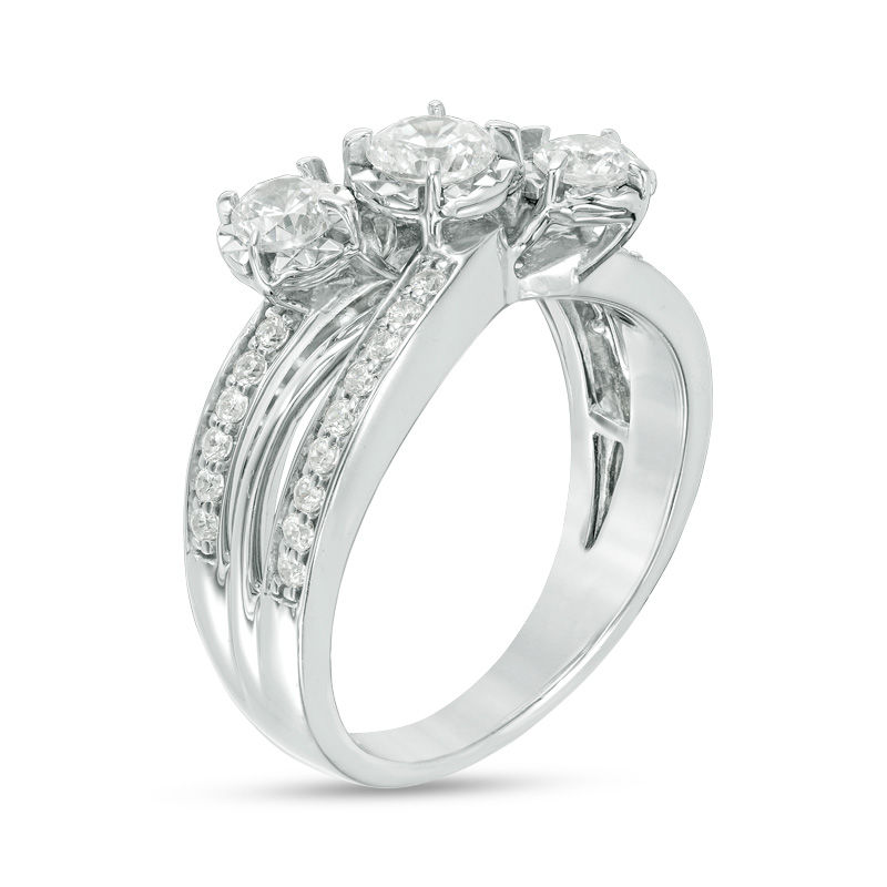 1.00 CT. T.W. Diamond Past Present Future® Slant Bypass Engagement Ring in 10K White Gold