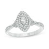 Thumbnail Image 0 of 0.30 CT. T.W. Marquise Diamond Double Frame Petal-Sides Vintage-Style Engagement Ring in 10K White Gold