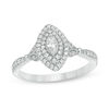 Thumbnail Image 1 of 0.30 CT. T.W. Marquise Diamond Double Frame Petal-Sides Vintage-Style Engagement Ring in 10K White Gold