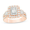 Thumbnail Image 0 of 1.95 CT. T.W. Emerald-Cut Diamond Past Present Future® Frame Engagement Ring in 14K Rose Gold