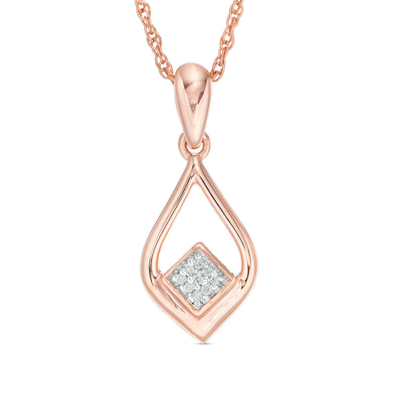 Diamond Accent Teardrop Pendant in 10K Rose Gold|Peoples Jewellers