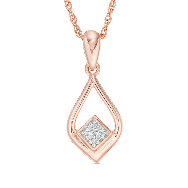 Diamond Accent Teardrop Pendant in 10K Rose Gold