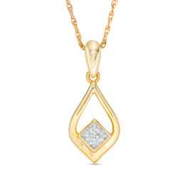 Diamond Accent Teardrop Pendant in 10K Gold