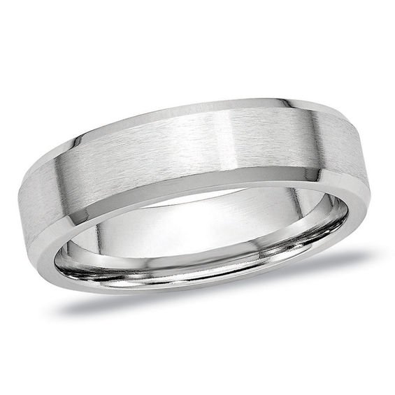 Men's 6.0mm Satin Centre Bevel-Edged Wedding Band in Cobalt Men's 6.0mm Satin Centre Bevel-Edged Wedding Band in Cobalt