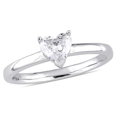 0.50 CT. Heart-Shaped Diamond Solitaire Engagement Ring in 14K White Gold (H/I1)