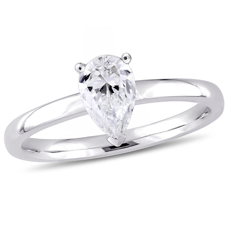 Pear Wedding Peoples Jewellers Pear Shaped Diamond Solitaire Engagement Ring In 14k White Gold H