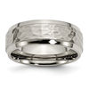 Thumbnail Image 0 of Men's 8.0mm Comfort-Fit Hammered Centre Bevelled Edge Wedding Band in Titanium
