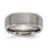Thumbnail Image 1 of Men's 8.0mm Comfort-Fit Brushed Centre Bevel-Edged Wedding Band in Titanium