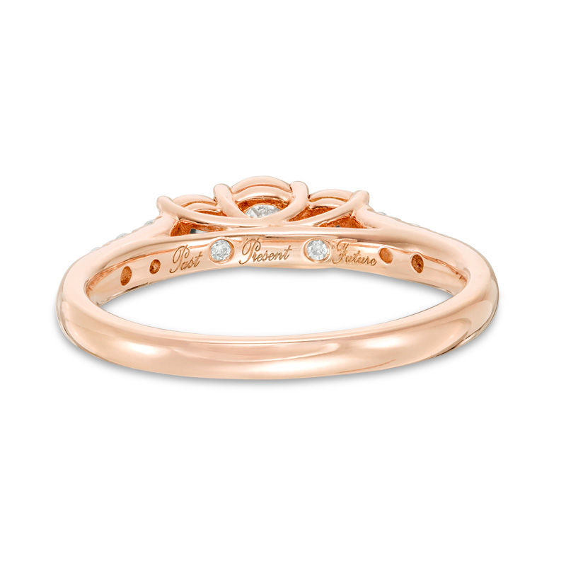 Main Image 3 of 0.45 CT. T.W. Diamond Past Present Future® Engagement Ring in 14K Rose Gold