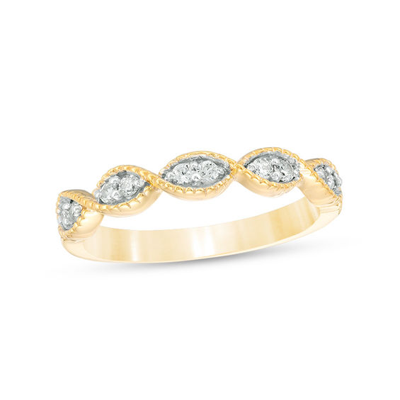 0.145 CT. T.W. Diamond Twist Vintage-Style Stackable Band in 10K Gold 0.145 CT. T.W. Diamond Twist Vintage-Style Stackable Band in 10K Gold