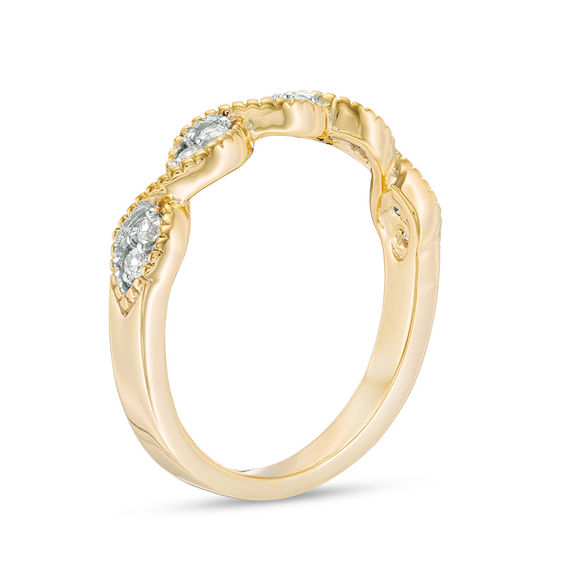 0.145 CT. T.W. Diamond Twist Vintage-Style Stackable Band in 10K Gold 0.145 CT. T.W. Diamond Twist Vintage-Style Stackable Band in 10K Gold