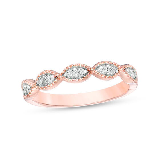 0.145 CT. T.W. Diamond Twist Vintage-Style Stackable Band in 10K Rose Gold 0.145 CT. T.W. Diamond Twist Vintage-Style Stackable Band in 10K Rose Gold